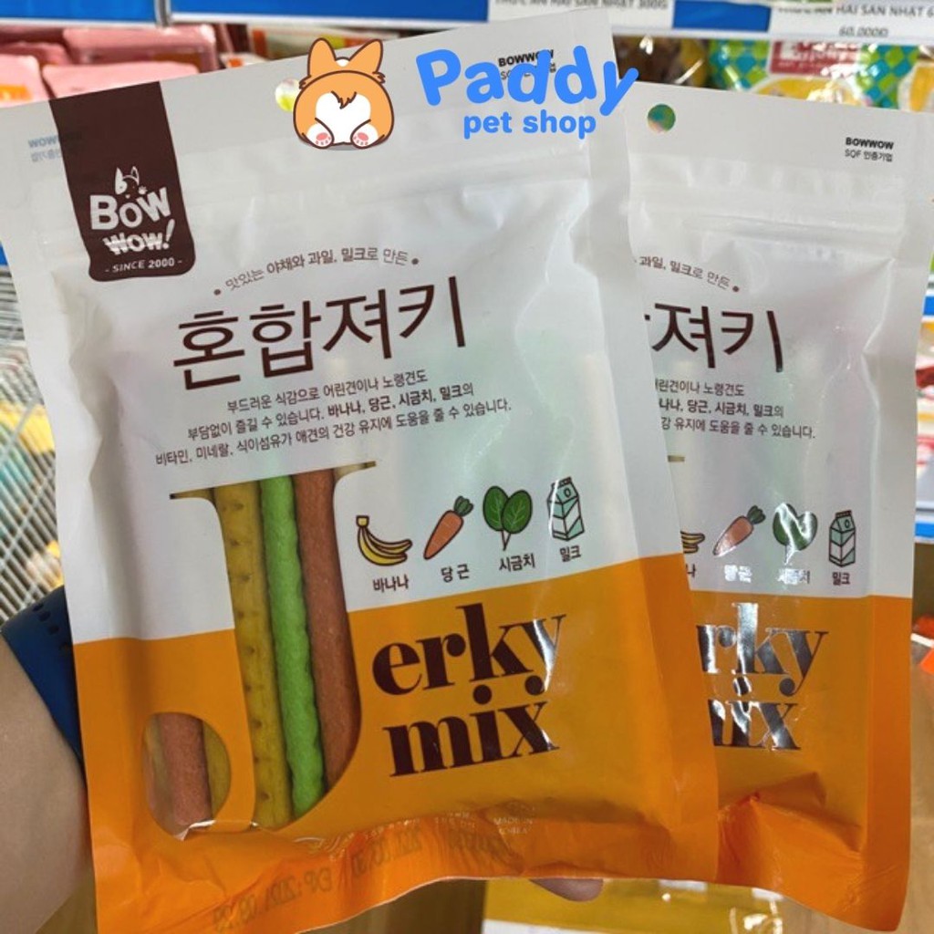 Que Thịt &amp; Rau Củ BowWow Jerky Mix Cho Chó Mèo