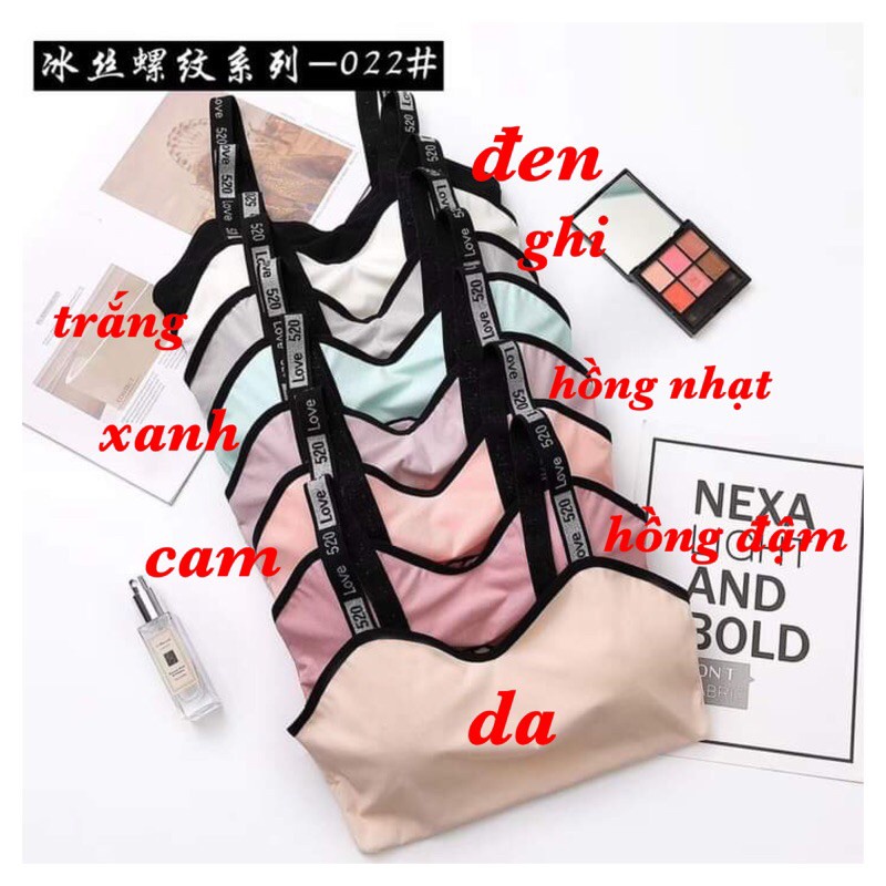 Áo bra 2 dây croptop chữ LOVE 520 thun tăm mềm mát có đệm ngực