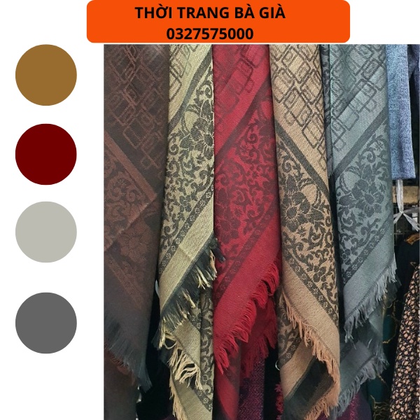 Khăn,Khăn Bà Già, Khăn Nhung, Khăn Len Vuông Choàng Đầu Dành Cho Các Bà Các Mẹ Hàng Xuất Khẩu Cao Cấp