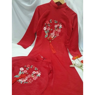 Set 2 bộ áo dài mẹ và bé gái lụa Mango