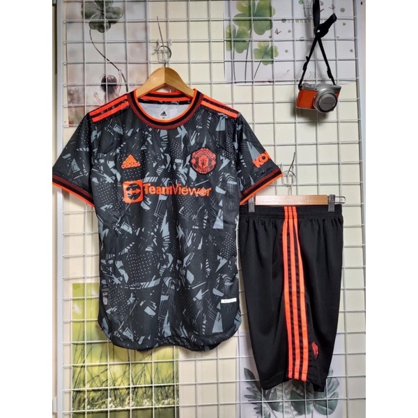 Set quần áo bóng đá CLB MU mẫu mới 2022 - Full logo, adidas thêu - Vải gai thái