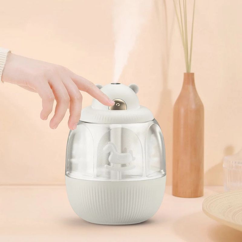 Máy phun sương tạo độ ẩm 320ml ngựa gỗ phát nhạc phun sương tinh dầu hot hit