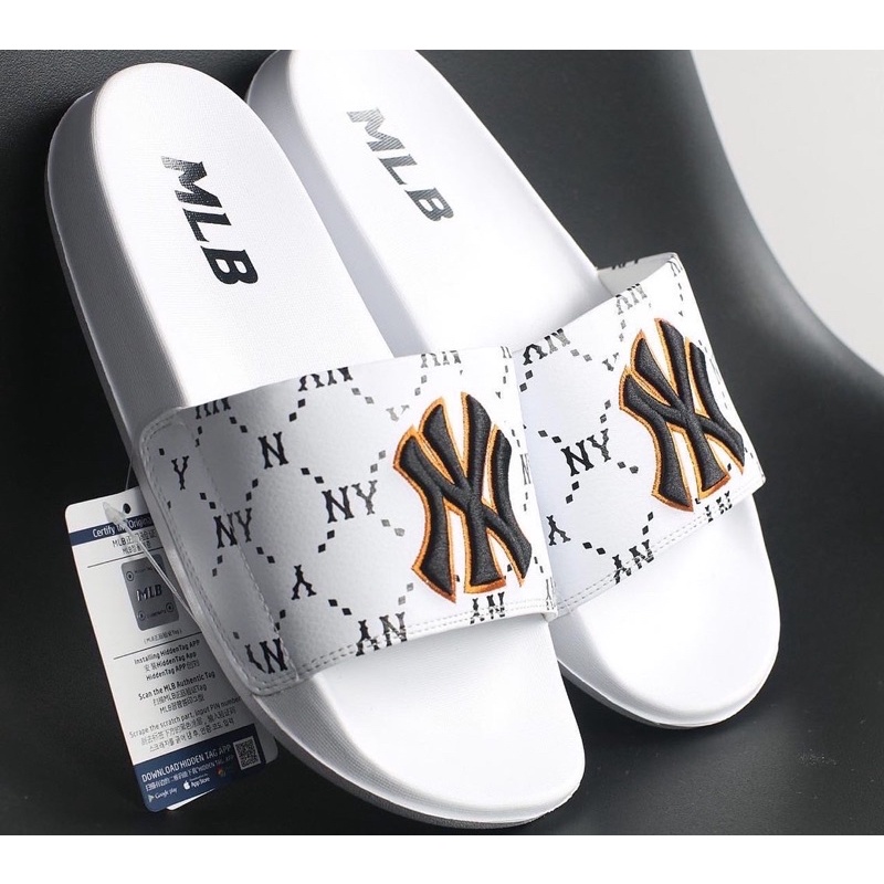 Dép quai ngang thêu chữ MLB nam nữ đủ màu