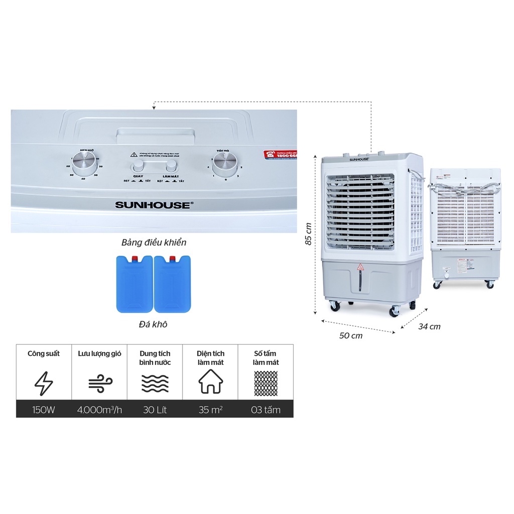 Quạt điều hòa Sunhouse SHD7734bảo hành tại nhà trên toàn quốc