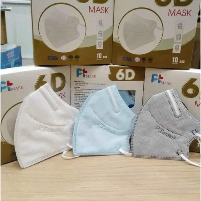 set 50 cái khẩu trang 6d PT mask, 5 lớp dầy mịn, khẩu trang 6d Phương Tuyến