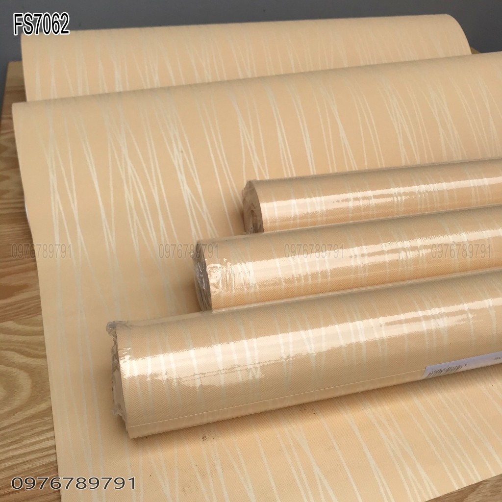 Giấy Dán Tường Vân Chỉ Cách Điệu Màu Vàng FS7062 Cho Phòng Ngủ Phòng Khách Lụa Không Keo Khổ 10m x 53cm