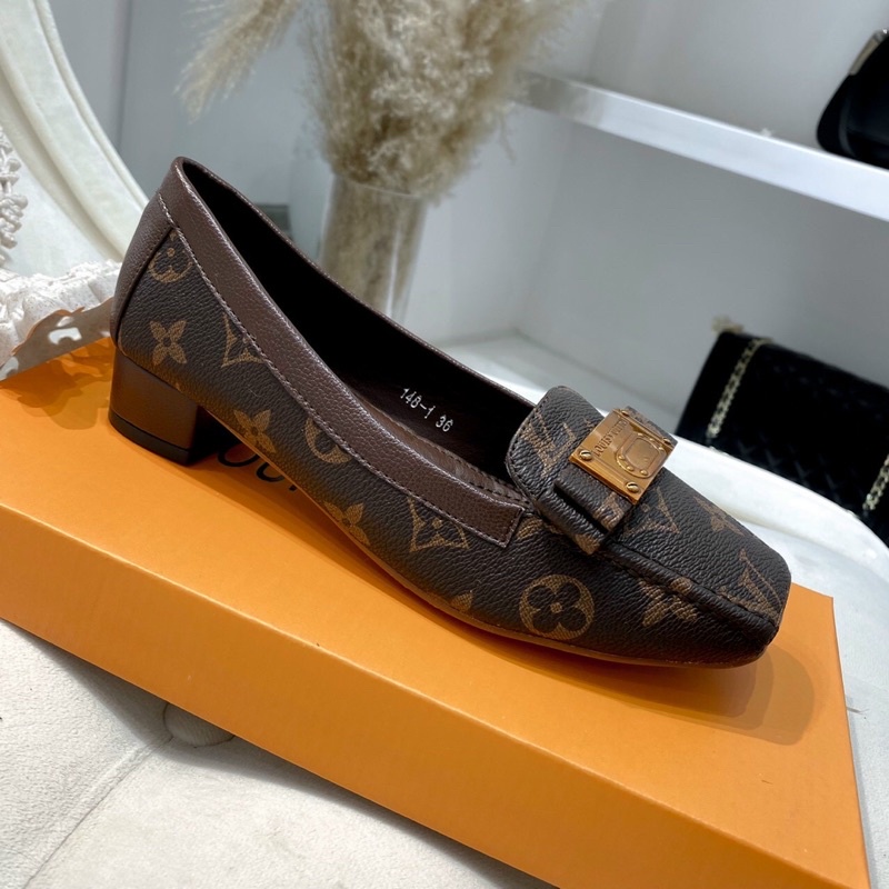 Giày lv nơ 3cm FULLBOX hàng qccc tag đồng mũi vuông sang chảnh lót đế trần chỉ êm chân đi cả ngày không lo mỏi