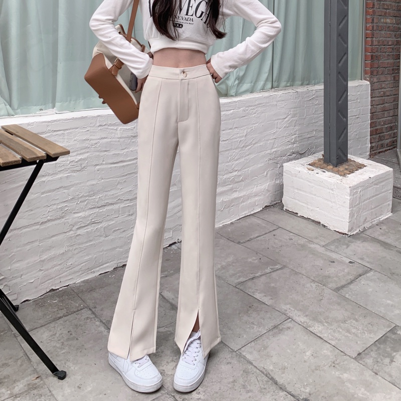 QADCOL Quần Dài Lưng Cao Màu Sắc Thanh Lịch Cho Nữ