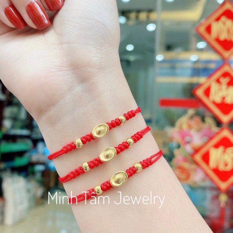 Charm đĩnh #tiền 24k,Vòng tay thỏi #vàng Au 24k mini-Minh Tâm Jewelry