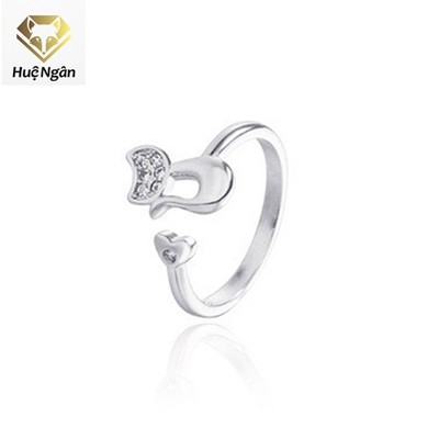 Nhẫn bạc Ý 925 Huệ Ngân - Mèo xinh cát tường YCXJ035