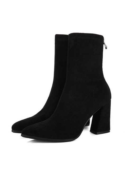 Giày boot hot hit da lộn cổ lửng khoá SAU gót Vuông 9p sang chảnh | BigBuy360 - bigbuy360.vn