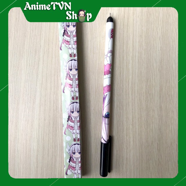Bút Viết cao cấp Anime Kobayashi-san (Kanna) - Dạ bi mực đen kèm hộp in hình thân bút và hộp