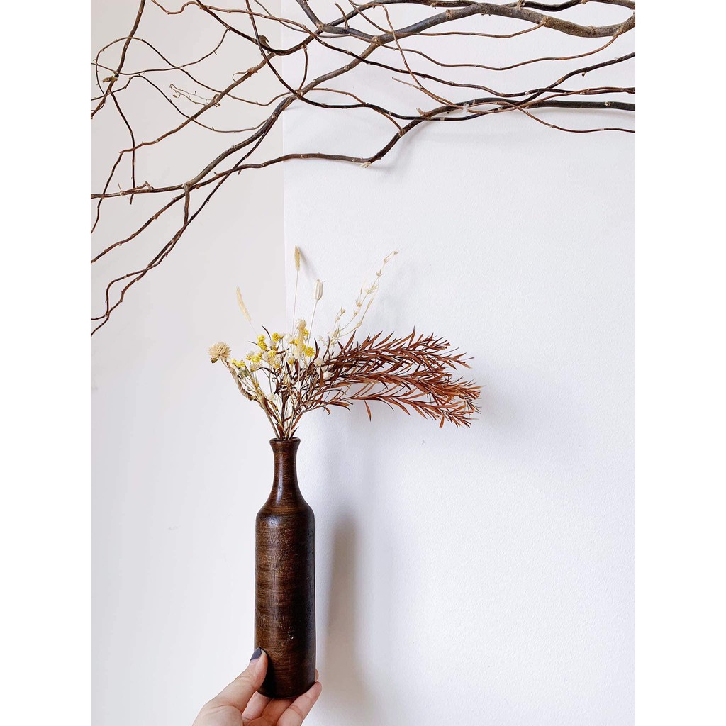 [Gỗ Xà Cừ ] Lọ hoa gỗ, cắm hoa khô, hoa lụa - đồ thủ công mĩ nghệ, trang trí phòng khách, bàn ăn - B02