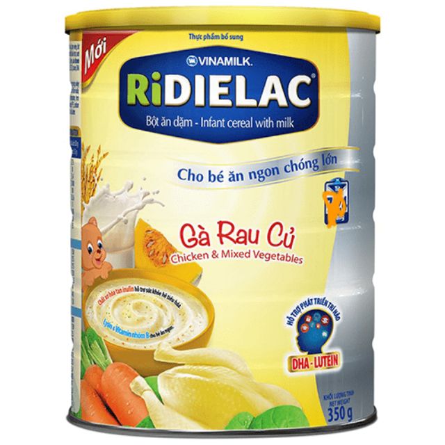 Bột ăn dặm RIDIELAC gà rau củ hộp thiếc 350g date 2020