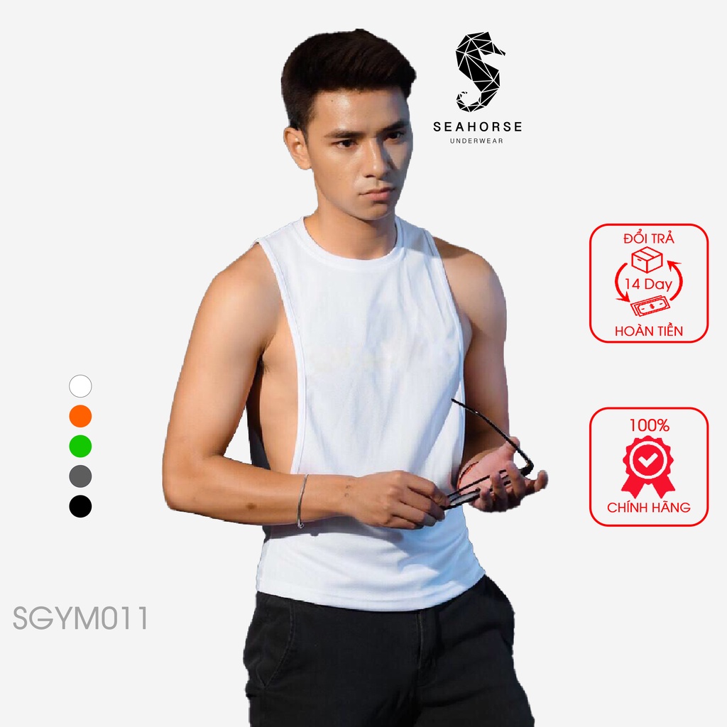 ÁO GYM TANKTOP NAM hở sườn co giãn 4 chiều thông thoáng SGYM011 thương hiệu SEAHORSE