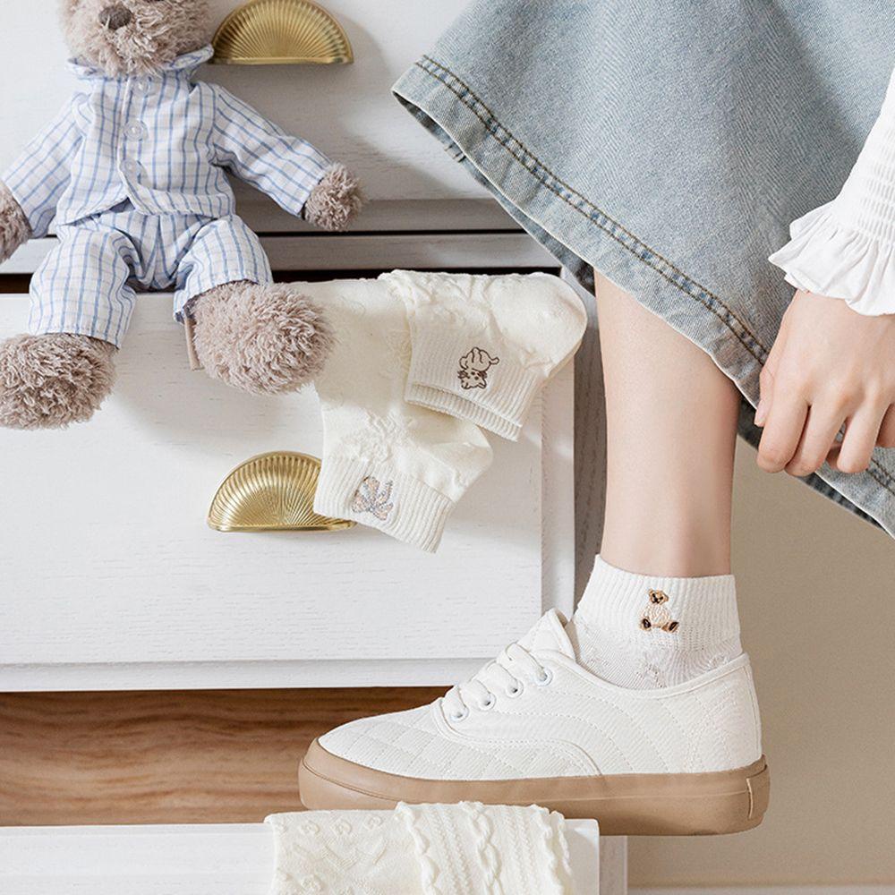 Tất Cotton Cổ Ngắn In Họa Tiết Hoạt Hình Thỏ / Gấu Đáng Yêu Thời Trang Cho Nữ 26E