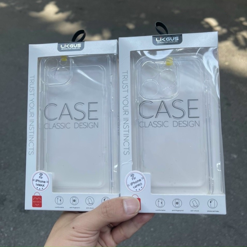 Ốp lưng Likgus trong suốt bảo vệ camera iPhone 14, 14 Pro, 14 Pro Max chống sốc không ố màu