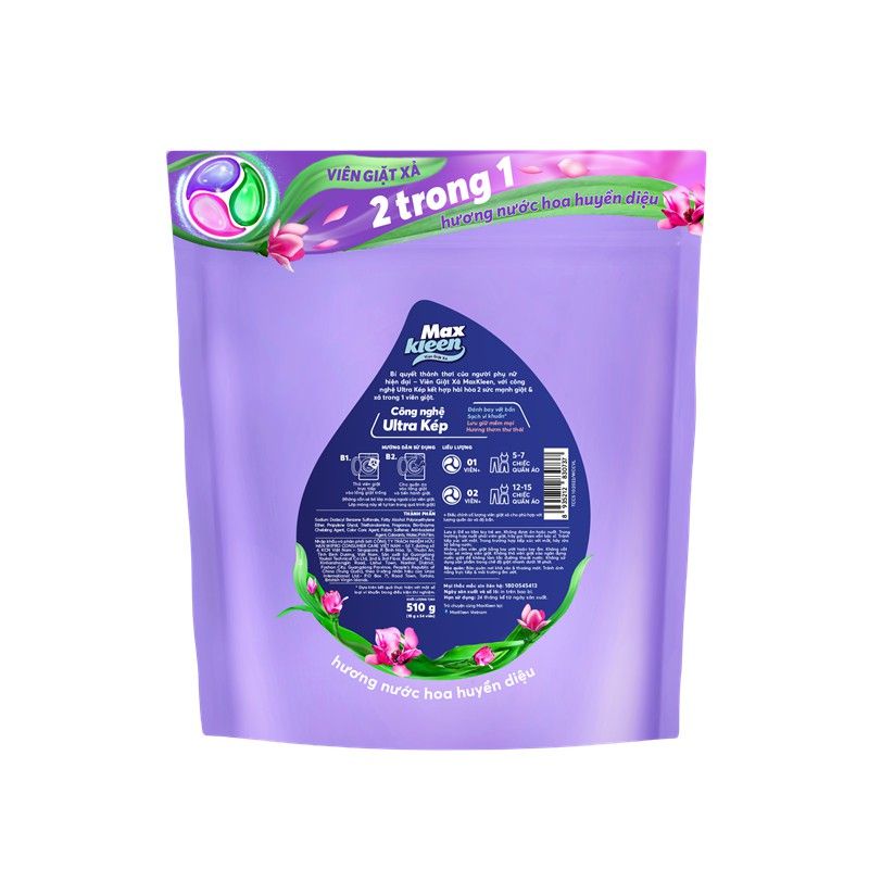 Viên giặt xả 2 trong 1 Maxkleen- Túi 34 viên