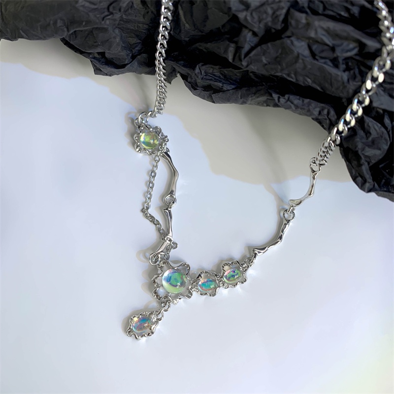 Vòng cổ Đính Đá Mặt Trăng Hình Giọt Nước Thời Trang Phong Cách Hàn Quốc