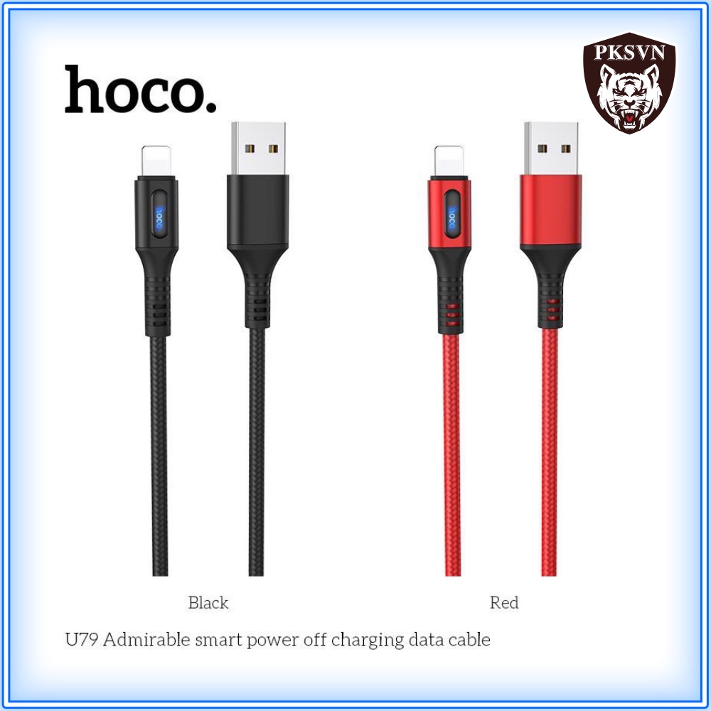Cáp Sạc ip💖ĐÈN LED BÁO SẠC💖Dây Sạc Nhanh Hoco U79 Tự Ngắt Thông Minh Cho ip/tablet táo Dài 1M2-BH 12T