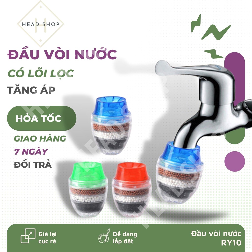 Đầu Lọc Nước Trực Tiếp Tại Vòi 6 Tầng Lọc RY10, Lọc Nước Mini 6 Tầng Có Co Tăng Giảm Gắn Được Nhiều Loại vòi HEADSHOP
