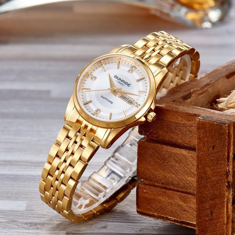 Đồng hồ nam nữ, đồng hồ đôi chính hãng Sunrise 1198SA và 2198SA kính sapphire chống xước, chống nước