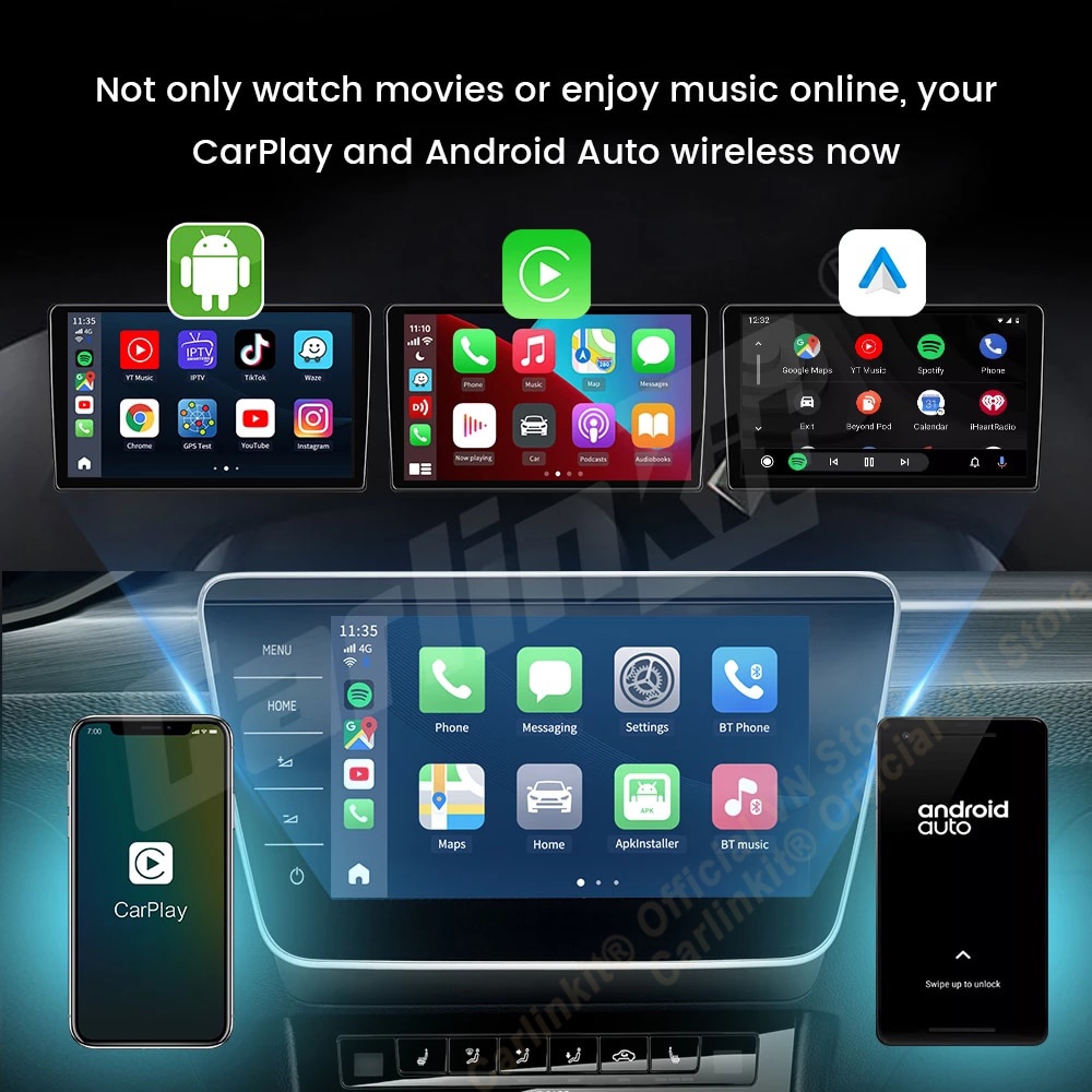 CARLINKIT Tbox Plus-Carplay Android AI Box Biến Màn Hình Zin Thành Màn Hình Android, Ram 4Gb Rom 64Gb Sim 4G