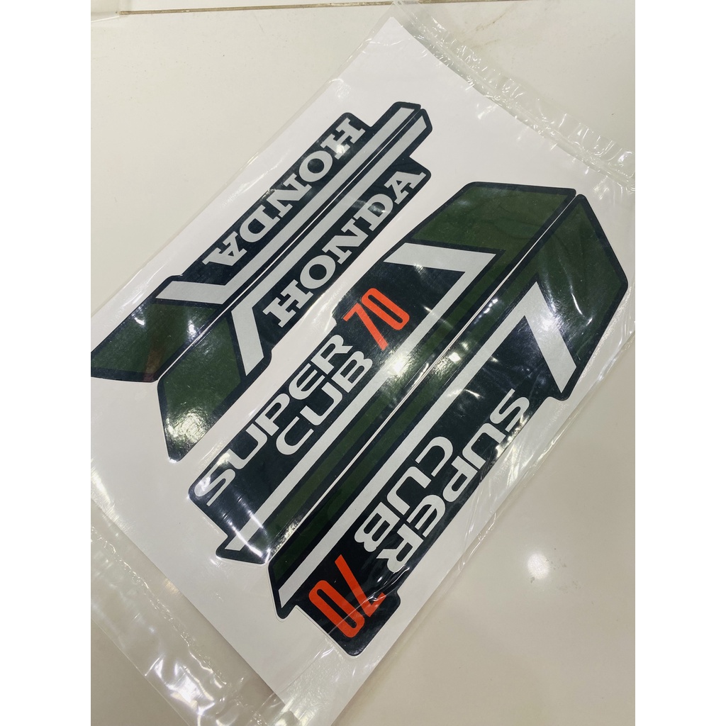 Bộ tem dán xe máy honda cub 81 70cc in thái sắc nét màu xanh lá