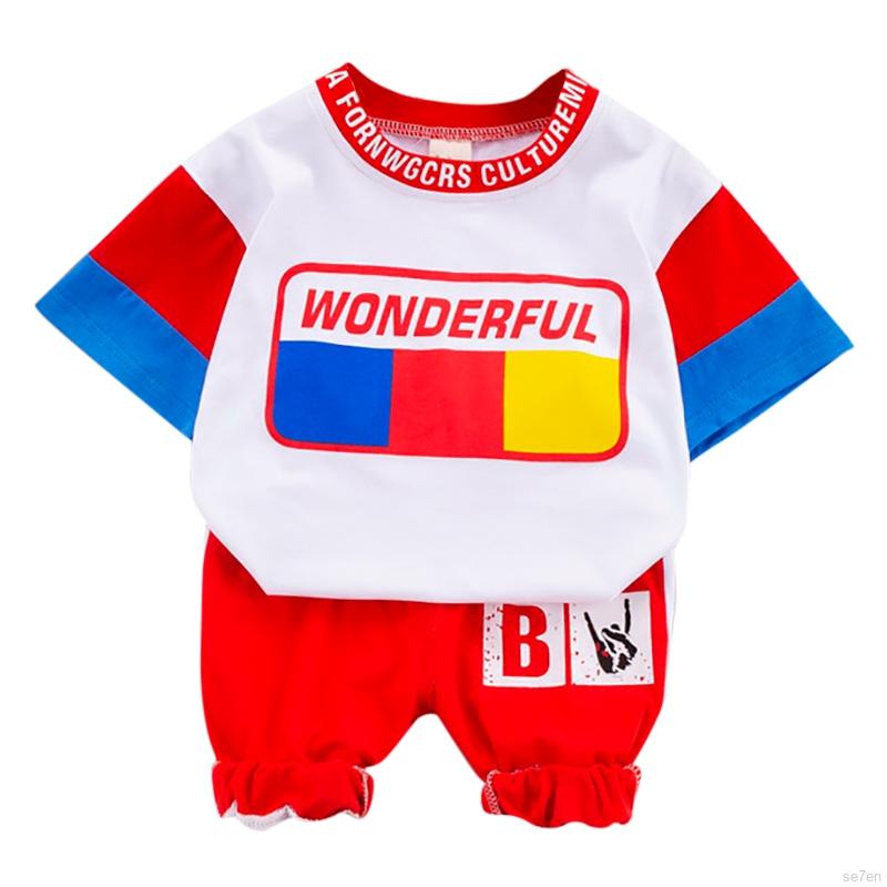 Set Áo Thun Ngắn Tay Cổ Tròn + Quần Đùi Thoáng Mát Cho Bé Trai 6 Tháng - 4 Tuổi