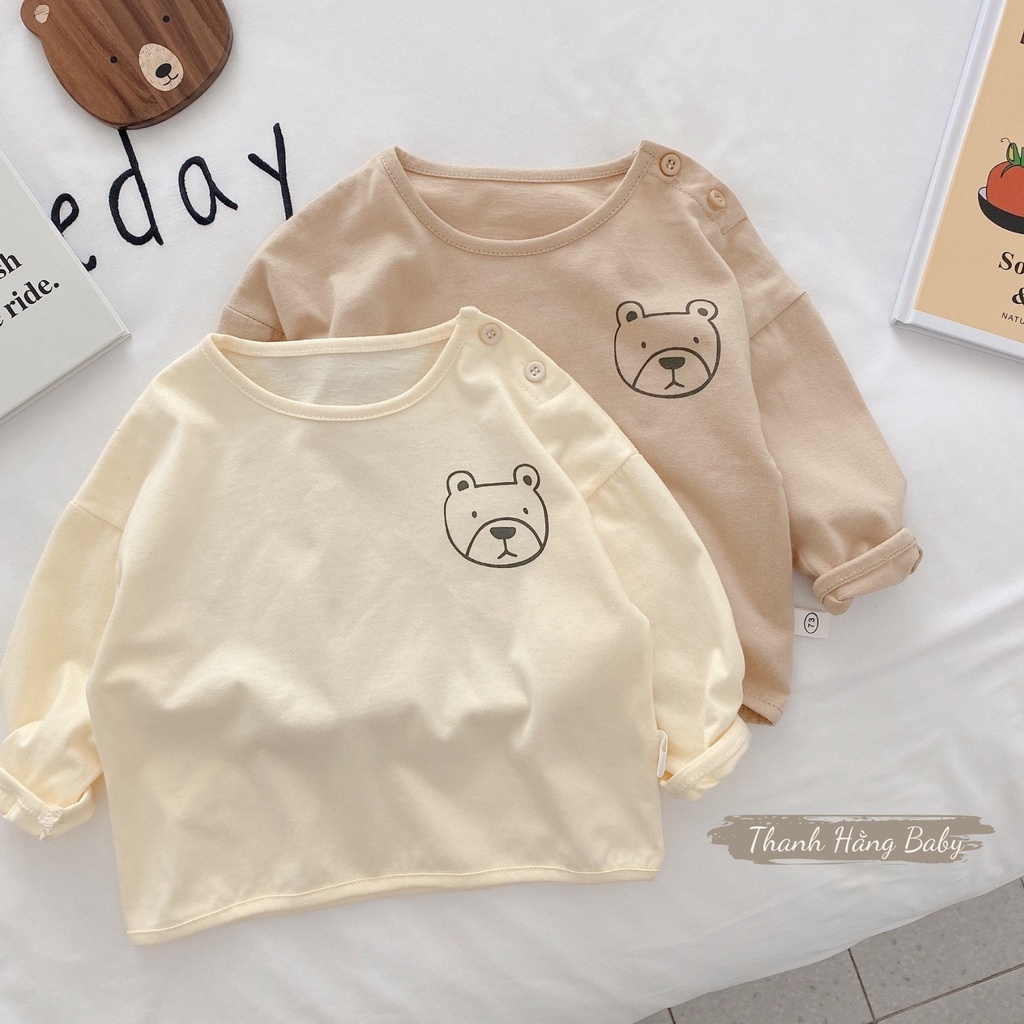 Áo Thun Dài Tay Cho Bé Trai Bé Gái Cotton Hàn Họa Tiết Gấu Dễ Thương Thanh Hằng Baby 7 - 15 Kg