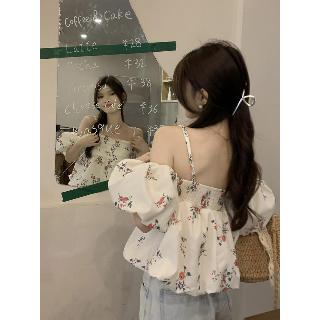 Áo Hoa Trễ Vai Dáng Ngắn Thời Trang Quyến Rũ 63453