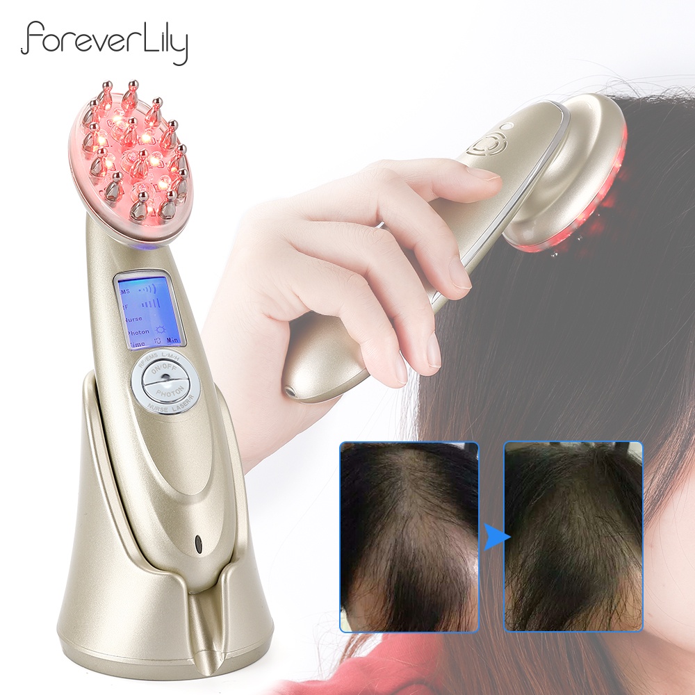Lược chải tóc FOREVERLILY laser RF EMS nano LED đỏ chống rụng kích thích mọc tóc