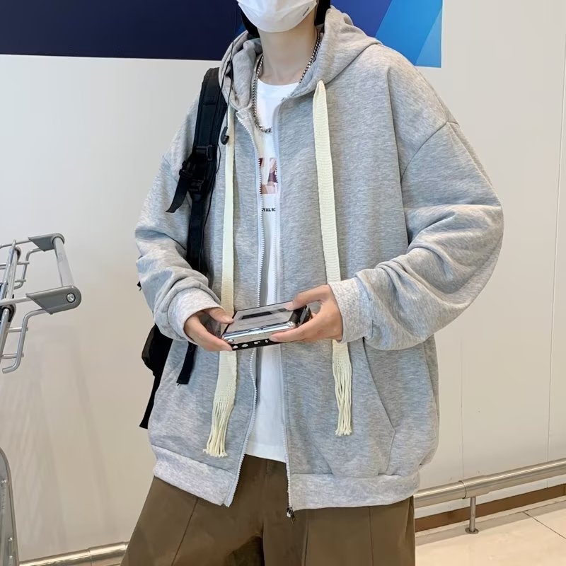 Áo hoodie nam tay dài dáng rộng có dây rút thời trang nam áo hoodie nam nữ có dây kéo đơn giản phong cách hàn quốc áo khoác có mũ unisex trơn form rộng bigsize cặp đôi