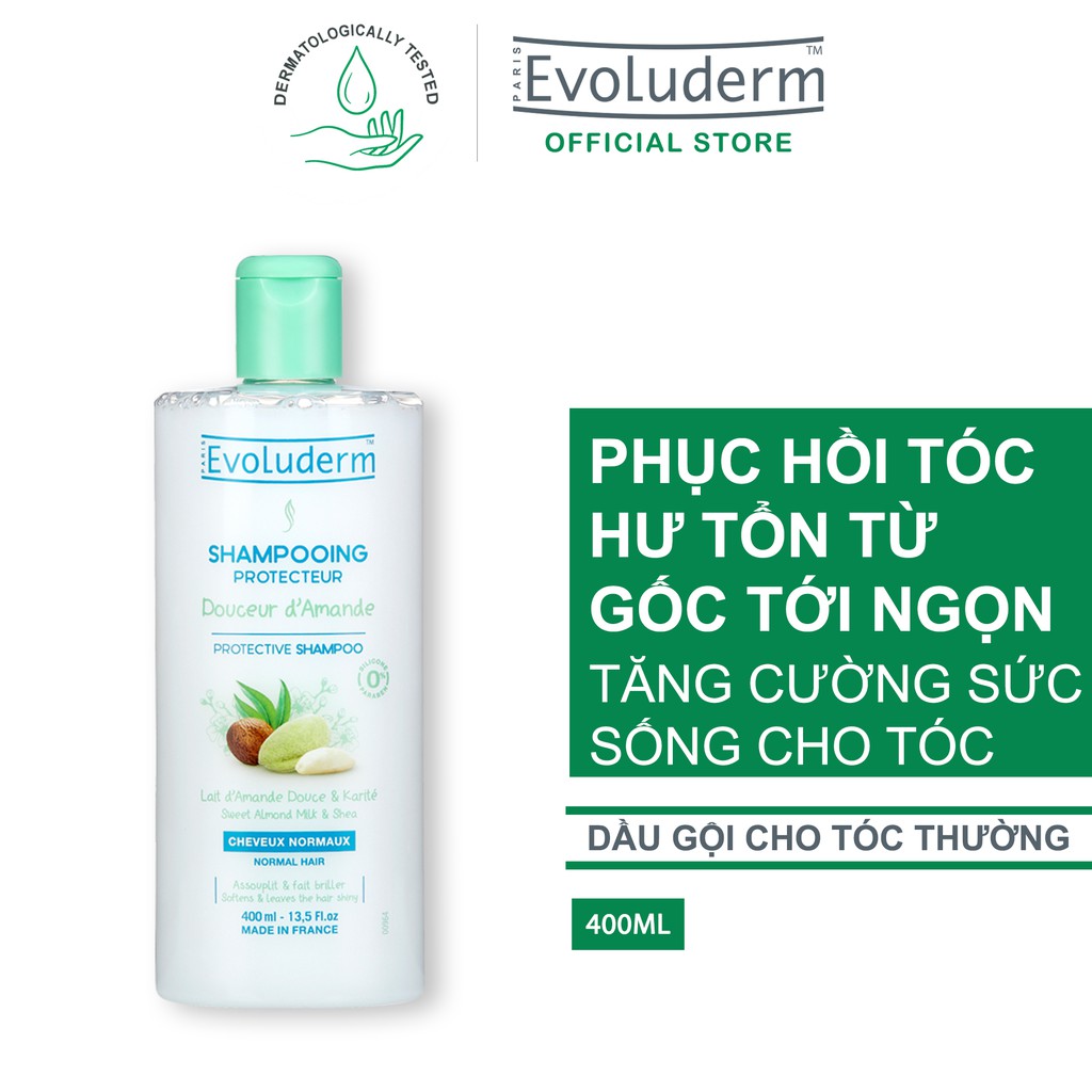 Dầu gội dành cho tóc thường Evoluderm Shampoing Protecteur Douceur d'Amande 400ml