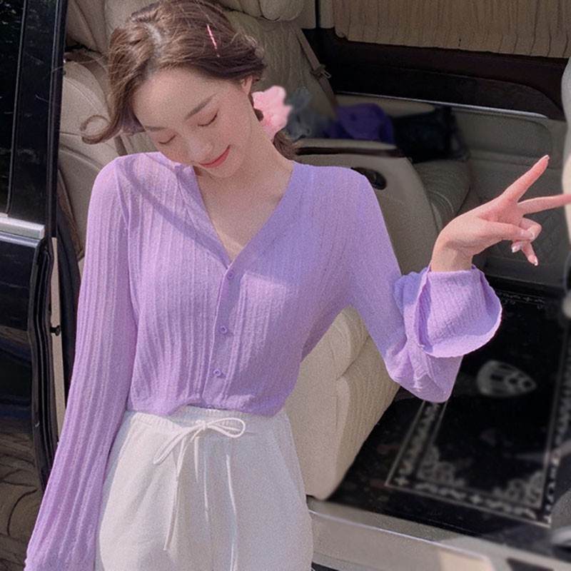 Áo khoác cardigan tay ống loe siêu nhẹ chống nắng phong cách hợp thời trang cho nữ | BigBuy360 - bigbuy360.vn