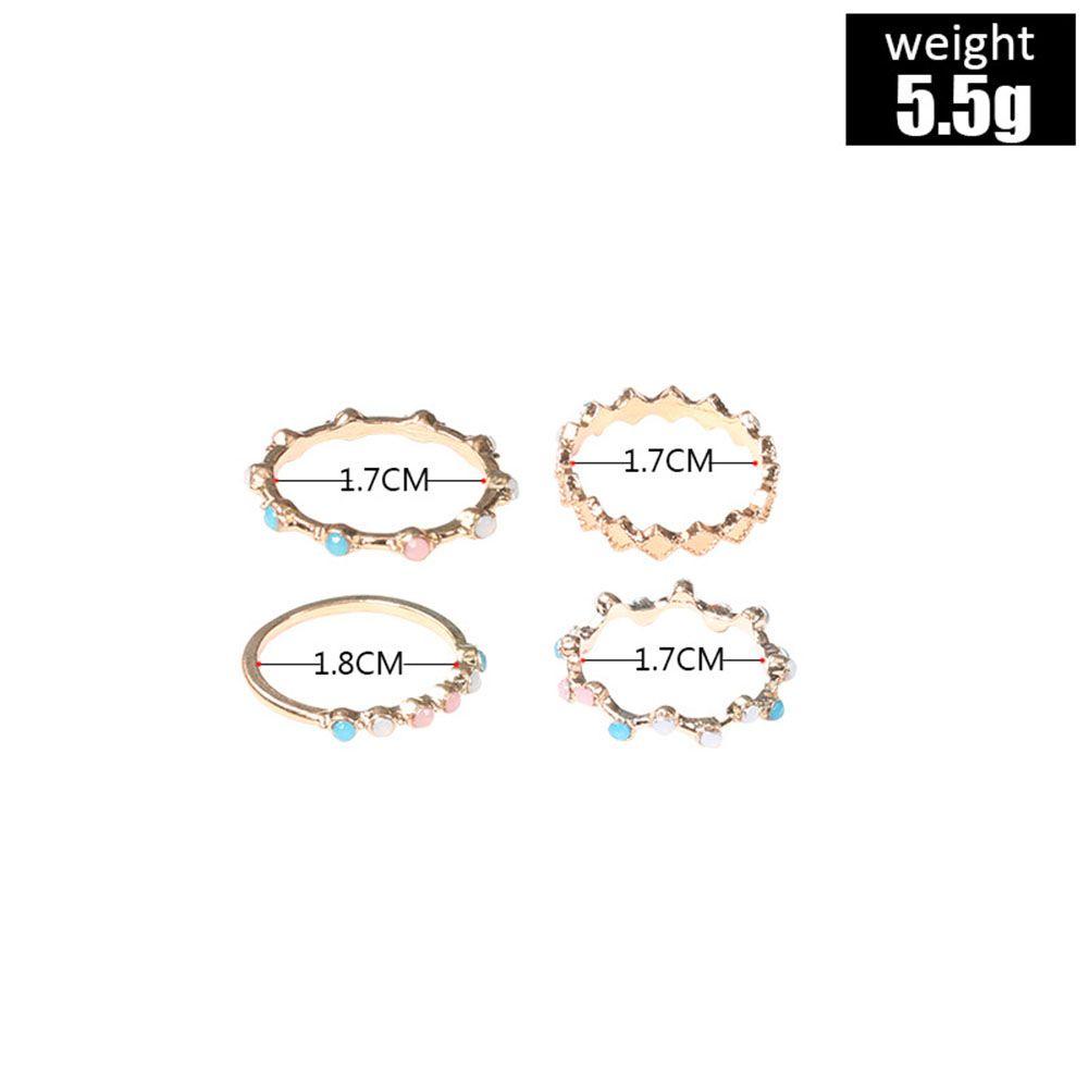 Bộ 4 Nhẫn Đeo Ngón Tay Phong Cách Dân Tộc Thời Trang Cho Nữ