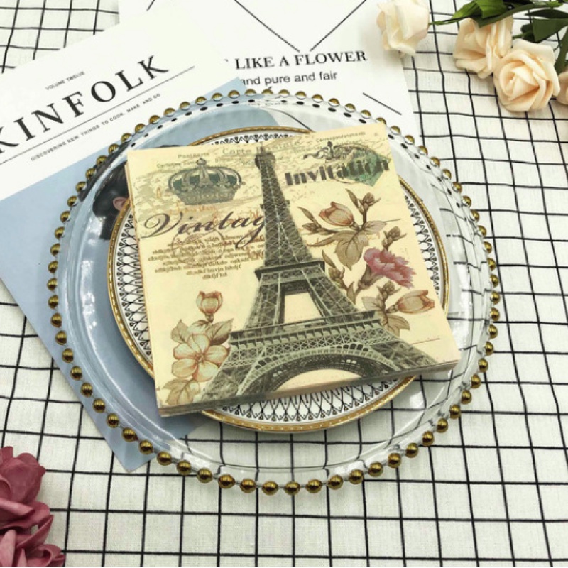 Bộ 20 Tờ Khăn Giấy In Hình Phong Cảnh Tháp Màu Sắc Cổ Điển Trang Trí Nhà Hàng / Quán Cà Phê