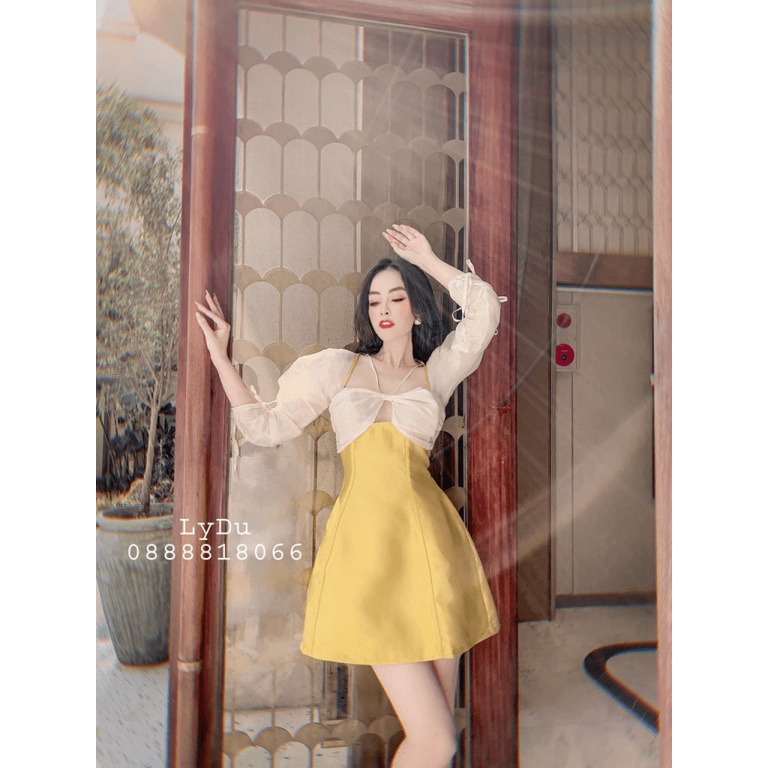 ĐẦM TAFTA PHỐI NƠ DỰ TIỆC HÀNG THIẾT KẾ CHANH SẢ HHP FASHION