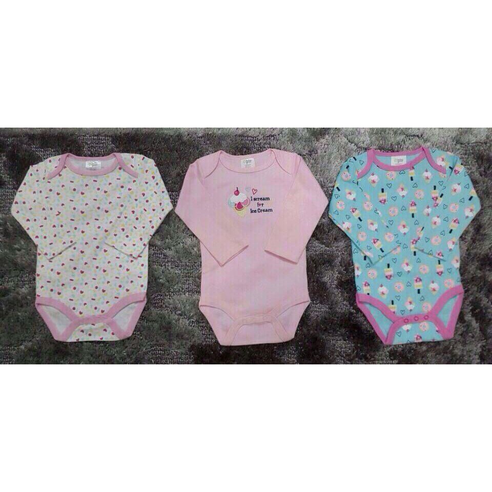 Body set 3 chiếc dài tay cho bé 3M, 12M (mẫu Kem)