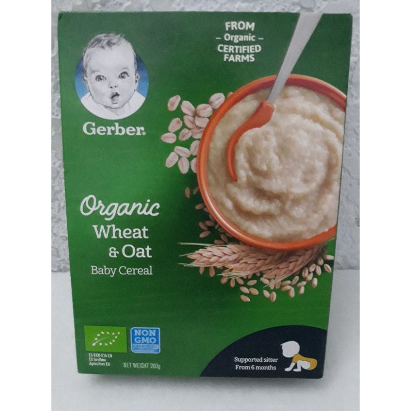 Bột ăn dặm GERBER Organic 200g lúa mì, yến mạch, date 5/2022