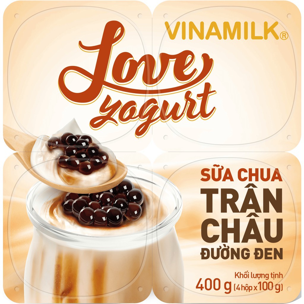 SỮA CHUA ĂN VINAMILK LOVE YOGURT TRÂN CHÂU ĐƯỜNG ĐEN 100GR