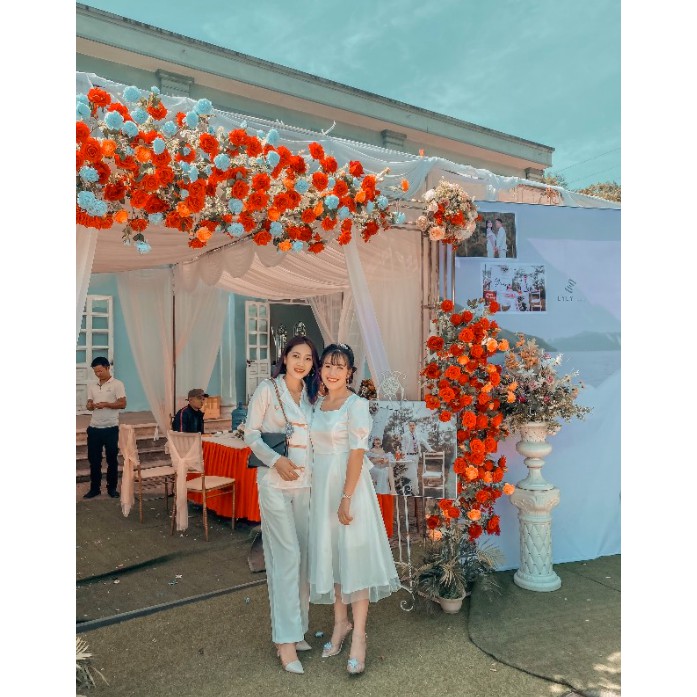 Đầm dự tiệc trắng xòe nơ lưng Cindy Dress sang trọng