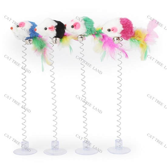 ĐỒ CHƠI CHÓ MÈO, CHUỘT BÔNG CÓ LÒ XO DÍNH SÀN VÀ CHUÔNG LỤC LẠC