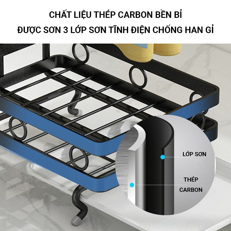 Kệ Để Nước Rửa Chén Giẻ Rửa Bát Khăn Lau Tay Chất Liệu Thép Carbon Chính Hãng VANDO