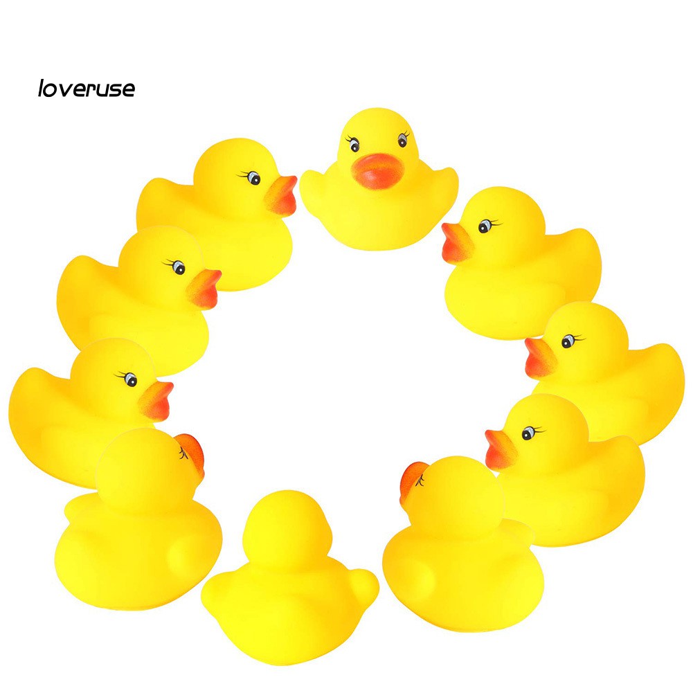 WJ_10Pcs Baby Infants Bath Shower Tub Inflatable Floating Toy Rubber Squeaky Ducks