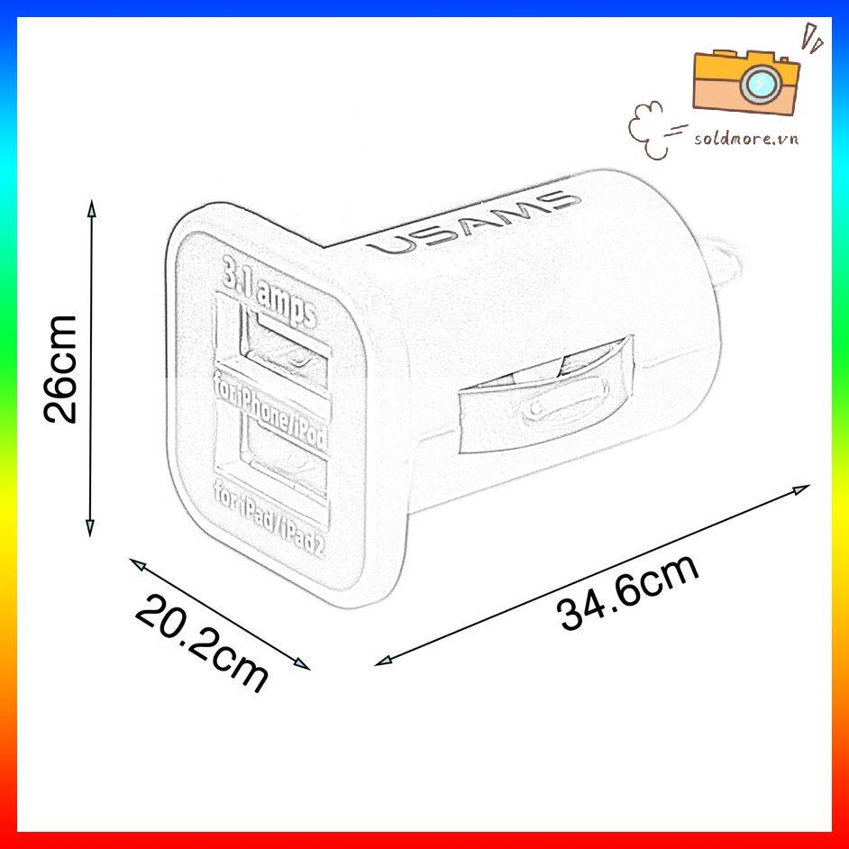 USAMS Củ Sạc Trên Xe Hơi Usams 12v 3.1a