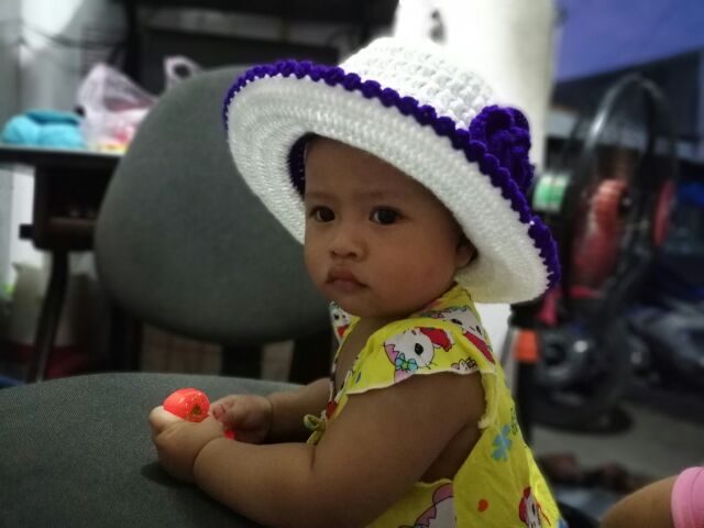 NÓN RỘNG VÀNH CHO BÉ HOA TÍM