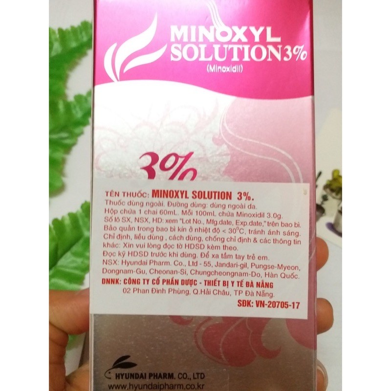 Xịt Mọc Tóc Minoxyl Solution 3% Giảm Rụng Tóc_Hói Đầu - Dung Dịch Dùng Ngoài dạng xịt_Chai 60ml