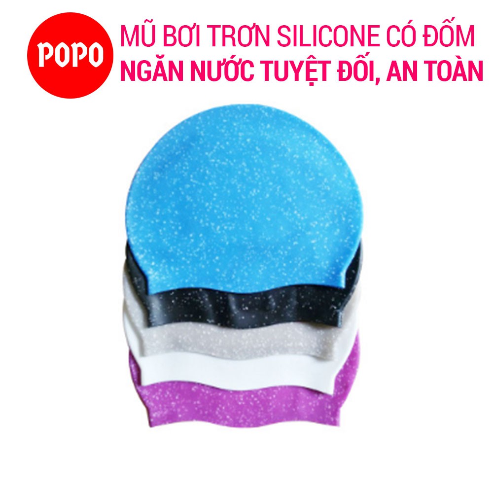 Mũ bơi người lớn chất liệu silicone POPO CA101 dùng cho nam nữ, trẻ em trên 6 tuổi