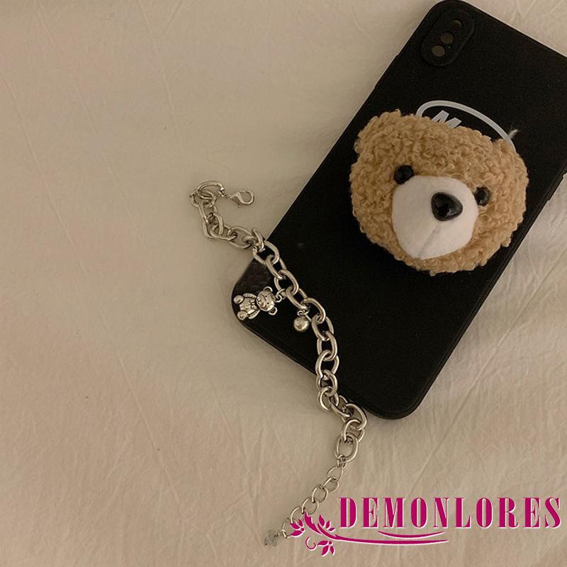 Vòng đeo tay sợi mắt xích mặt hình gấu hoạt hình đơn giản dễ thương cho nữ